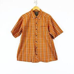 Rei Co-Op Mens Camp Short Sleeve Button Up XL Plaid Hiking Outdoors Gorp-Core